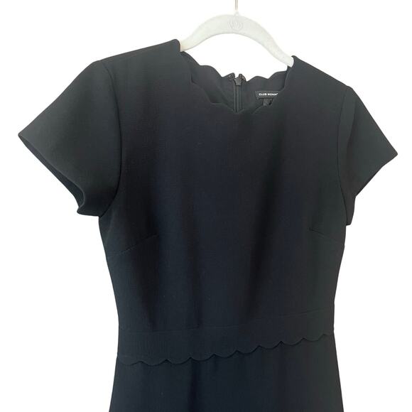 CLub Monaco‎ Office Wear Black Dress Sheath Style Scallop Detail - Picture 4 of 8